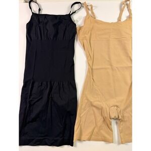 Lot of 2 Assets Red Hot Label by Spanx Black Nude Seamless Shaping Slip Medium